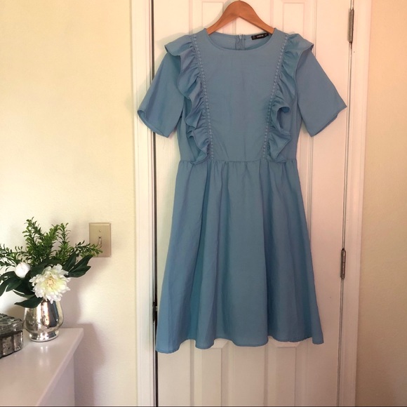 Sky Blue Ruffled Dress - Picture 2 of 6